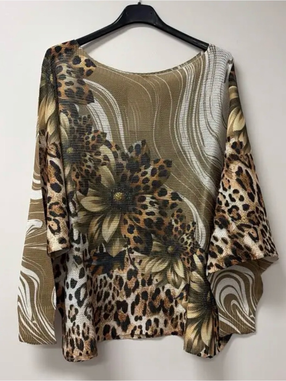 Italian Made Floral Leopard Daisy Swirl Viscose Blend Sweater